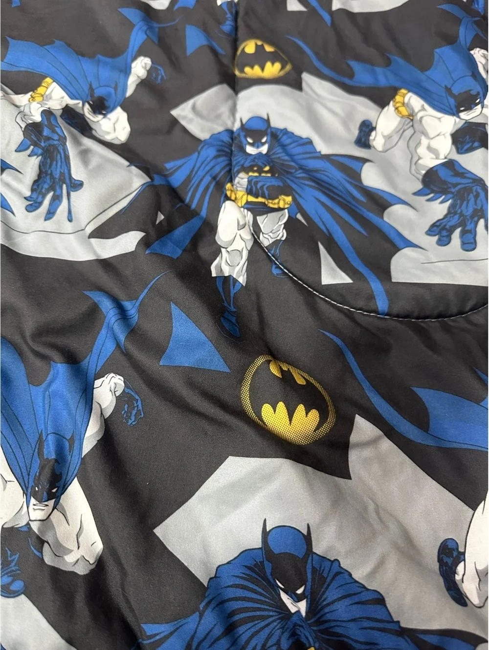 VTG 1991 Batman Twin Comforter Bedding DC Comics Blue Black Geometric Retro Y2K